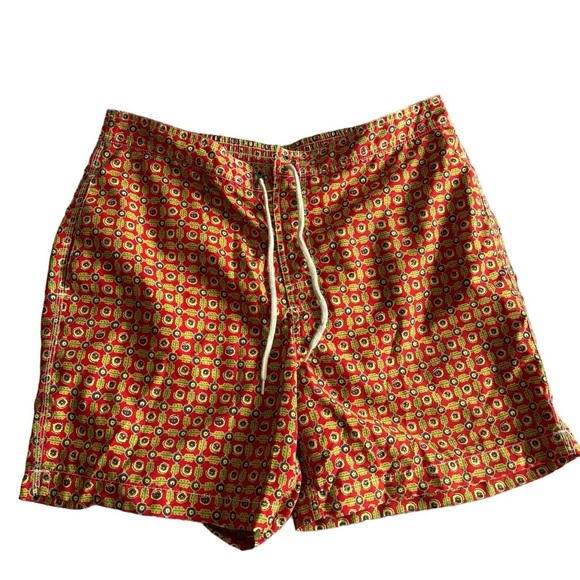 Polo by Ralph Lauren Vintage Board Shorts Blue Tab Silver Geometric Size L - Picture 11 of 12